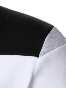 Manfinity Homme Men's Long Sleeve Casual Colorblock Patchwork Sweatshirt, Autumn/Winter Men Zip Up Grey Sweatshirt Tops For Men - Multicolor - View 4