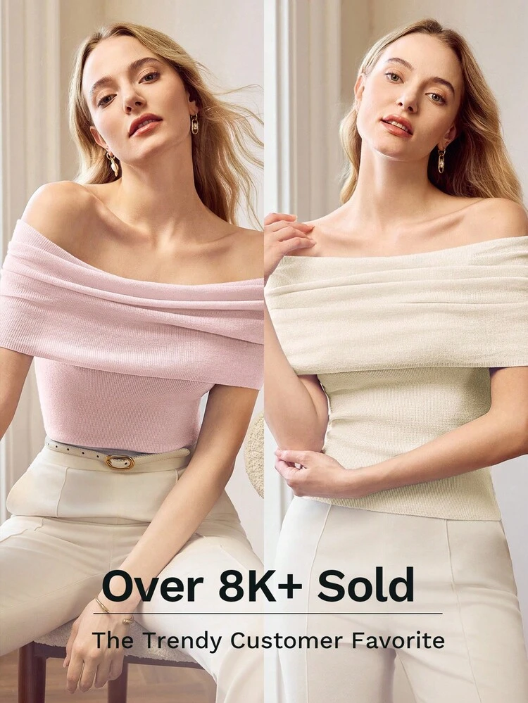 FOLDOVER OFF THE SHOULDER KNIT TOP
