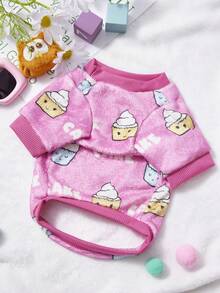 PETSIN 1. Áo khoác cho thú cưng bằng vải flannel dày và ấm áp màu hồng đỏ, in chữ "White Cake", chất liệu flannel. - Màu Hồng Tươi - Xem 7