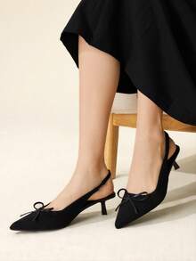 CUCCOO BASICS Women's Pointed Toe Bow Decor Fashion High Heels - Black - View 5