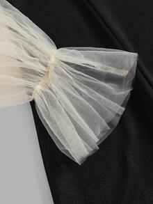 Girlism Váy chữ A cổ lá sen màu tương phản cho bé gái tuổi teen - Nhiều màu - Xem 3