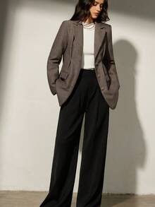Aveloria Modichic Áo khoác len xương cá nữ, nút nhung kim loại dày, trang trí eo, áo khoác blazer thường ngày, trang phục công sở thanh lịch - Cà phê nâu - Xem 4