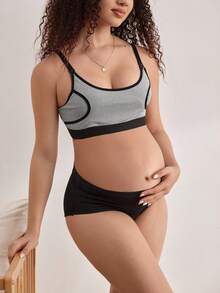 Moonlight&Mama Maternity Nursing Bra,Pink And Grey,Summer Pregnancy Postpartum Double Layer Full Coverage Comfortable EasyComfort Chic Breast Pump Compatible Sporty - Black - View 6