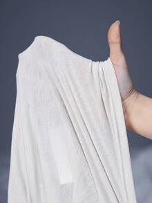 ROMWE EDITION 女款 Kpop Grunge 金属铆钉不对称褶皱修身时尚 T 恤 - 米色 - 查看 9