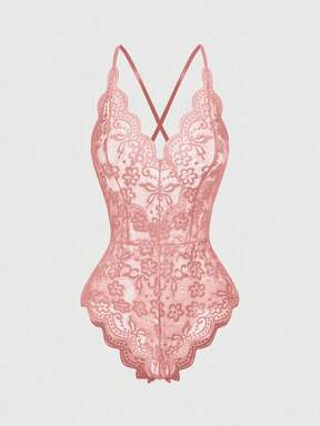 Kawaii Romantic Valentine's Day Sexy Lace V-Neck Ruffle Adjustable Strap Bodysuit