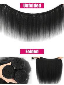 3Pcs Kinky Straight Human Hair Bundles 10-28 Inch Yaki Straight Human Hair 3 Bundles Yaki Straight 12A 100% Unprocessed Brazilian Virgin Remy Human Hair Extension For Women - Natural Black - View 7