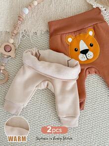 Cozy Pixies Set de 2 pantalones elásticos con estampado de animales de dibujos animados para bebé recién nacido niño/niña - Multicolor - Ver 1