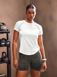 Powerista Camiseta Deportiva De Manga Raglán Con Inserciones De Malla - Blanco - Ver 3