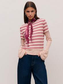 Nöista 条纹长袖上衣，采用柔软弹力面料，打造舒适的春假造型。完美适用于休闲、节日度假、情人节以及春夏各种场合。 - 彩色 - 查看 5