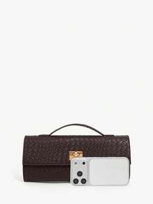 SHEIN SXY 女士手提包，亮片装饰，时尚简约，优雅百搭，经典麂皮材质，适合各种场合，如约会、日常、购物、下午茶、派对、舞会、夜店、生日、晚宴、约会之夜等。 - 巧克力棕 - 查看 4