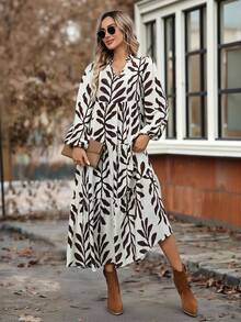 EMERY ROSE Women's Casual Commuter Plant Print Dress - Multicolor - View 3