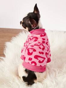 PETSIN 1 件玫瑰红色加厚保暖法兰绒宠物服装 - 玫紅色 - 查看 5