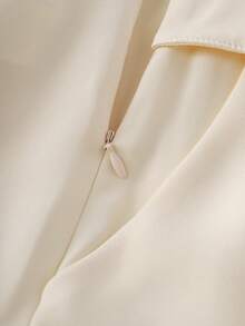 Franclia 女士白色翻折腰带休闲通勤纯色阔腿裤，带口袋，适合冬季、圣诞节、新年、派对、优雅、休闲、浪漫、情人节、约会、毕业季等场合穿着，时尚休闲通勤装、商务办公装、百搭时尚日常休闲装、都市教师职业装。 - 杏色 - 查看 7