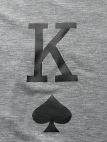 Manfinity Homme Men's Long Sleeve T-Shirt With Poker Print, For Fall - Grey - View 7