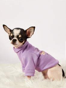 PETSIN 1 Piece Of Three Bunny Letter Printed Pet , Purple Thick Warm Pet Suit - Purple - View 9