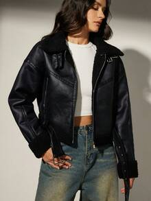 Aveloria Modichic 女士秋冬新款双面机车夹克外套，仿毛皮皮革