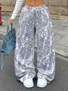 Coolane Quần ống rộng cạp chun rút họa tiết cành cây dành cho nữ - Nhiều màu - Xem 3