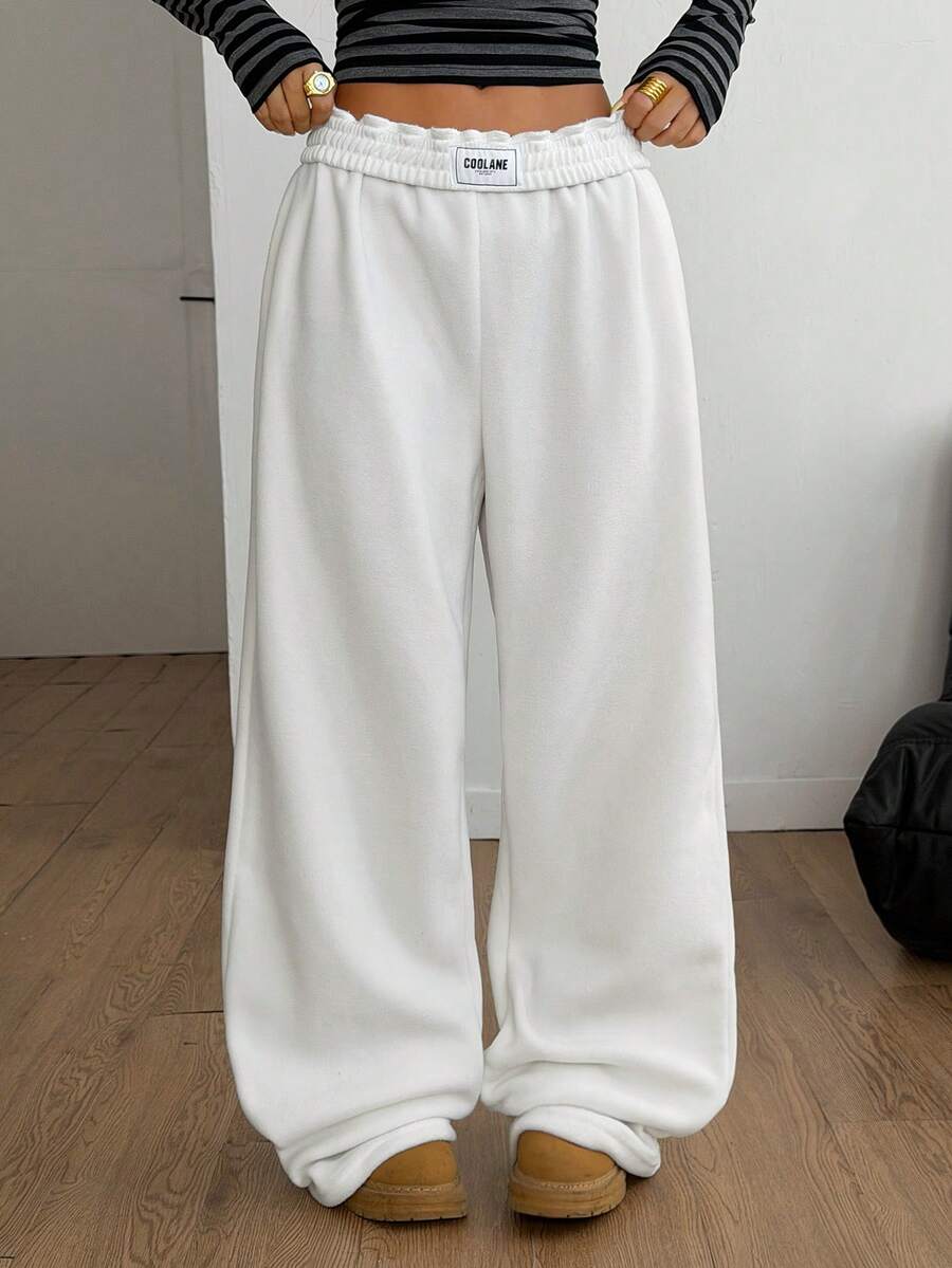 Coolane Quần ống đứng vải nỉ ấm áp phong cách tối giản, đơn giản, mặc hàng ngày, phong cách đường phố cổ điển dành cho nữ mùa thu/đông - trắng - Xem 1