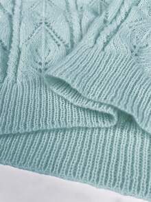 EMERY ROSE Vacation Style Casual Hollow Floral Pattern Off-Shoulder Loose Fit Long Sleeve Pullover Sweater