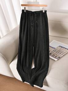 CosyJoli 大码休闲水洗雪花口袋修身裤 - 黑色 - 查看 3