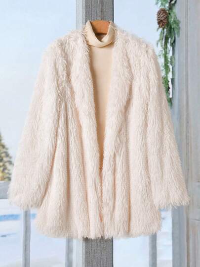 EMERY ROSE Chaqueta casual de mujer de unicolor y esponjosa, para otoño e invierno