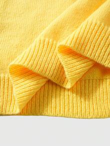 ROMWE MEN Prep 男士秋冬扑克图案针织单排扣开衫 - 黃色 - 查看 10