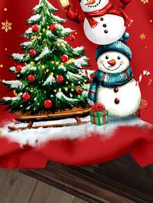 SHEIN 圣诞复古可爱雪人、圣诞树、礼物、爱心、蝴蝶结印花、雪花、复古费尔岛图案、圣诞红、安吉拉红、舒适季节、多巴胺、圣诞驯鹿、圣诞限量版礼物、复古保暖可爱圣诞、平安夜卫衣、女婴休闲宽松舒适针织柔软连帽套头衫，适合秋冬季节、圣诞派对 - 彩色 - 查看 5
