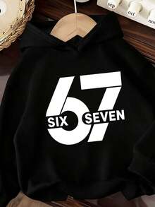 Áo sweatshirt dài tay dáng casual tối giản dành cho nam thiếu niên, in hình số 67, phong cách đường phố, thoải mái cho các buổi đi chơi và thể thao, thích hợp cho mùa thu/đông. - màu đen - Xem 3