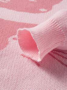 Chillumni Men's Cartoon Cat Print Crew Neck Loose Fit Casual Sweater, Autumn/Winter - Pink - View 5