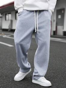 PAVTROS 男士宽松休闲纯色抽绳腰运动裤