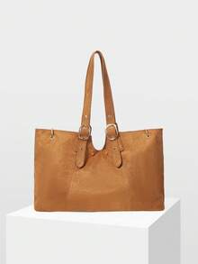 MOTF PREMIUM TÚI TOTE THƯỜNG XUYÊN BẰNG DA LỘN MÀU NÂU DÀNH CHO NỮ KHI ĐI LÀM - màu nâu - Xem 3