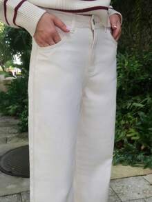 Durrani Popal Women's Plain Color Casual Daily Denim Jeans Y2k