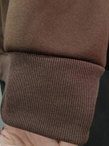 Lalippa Women's Loose Solid Half Zip Thermal Lining Sweatshirt - Coffee Brown - View 8