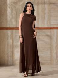 Modelyn Elegant festklänning med böljande band för kvinnor