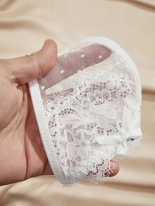 Charlaine 7pcs/Pack Women's Solid Color Bow Decor Sexy Lace Low-Rise Thong Panties - Multicolor - View 6