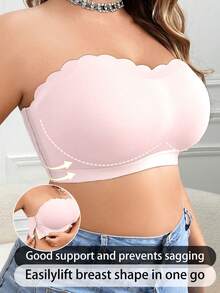 NudeFit 大码女士侧扣无钢圈抹胸文胸 - 粉色 - 查看 6