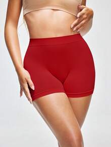 SHAPORA 1pc Women's High Quality, Affordable, Comfortable & Minimalist Solid Color Safety Shorts, 2025 Trending - Red - View 3