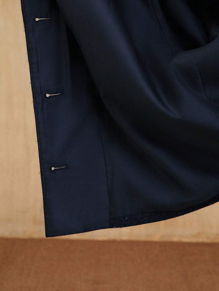 プラスサイズ レディース 秋冬新作 フレンチクラシック レトロモダン ラウンドネック ツイードジャケット スパンコール タッセル パールリボン 上品なメタルデコレーション ウエストシェイプ エレガント