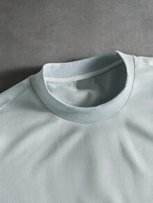 PAVTROS 男士字母刺绣圆领休闲宽松短袖T恤 - 灰色 - 查看 11