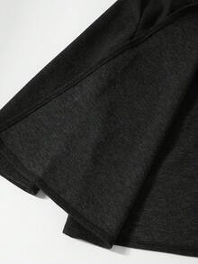 Momance Maternity Regular Jacket, Long Sleeve Stand Collar, Hidden Button, Tie Waist - Dark Grey - View 7