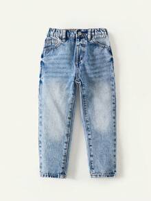 Maija Kids Maija Kids 男童浅蓝色休闲牛仔裤，带口袋 - 淺色水洗藍 - 查看 1