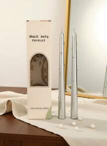 Cirelle 2 piezas Vela de tallo largo de 10 pulgadas con perlas chapadas en estilo europeo, uso doméstico, vela de boda sin humo, vela de candelabro para cena a la luz de las velas, accesorio fotográfico de ambiente elegante, mejor opción para regalo - Multicolor - Ver 9