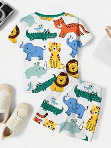 2 件套男婴宽松休闲睡衣套装，适合夏季