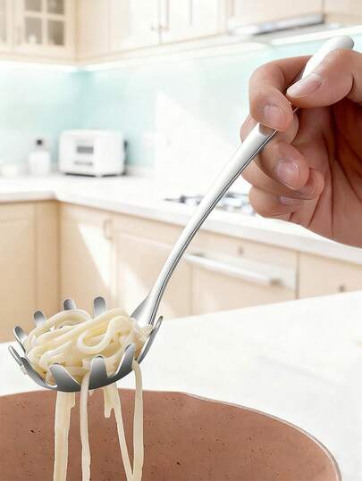 1pc Stainless Steel Pasta Spoon, Household Noodle Spoon, Bar Ice Scoop, Dumpling Scoop, Egg Scoop, Suitable For Families, Hotels, Restaurants, Bars, Etc Christmas Gift