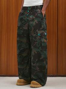 TOKVUE Quần ống rộng in họa tiết rằn ri thời trang dành cho nam - Nhiều màu - Xem 1