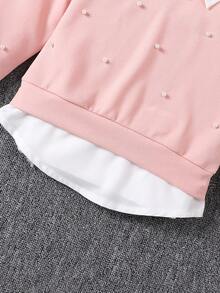 SHEIN Elladie kids Girls Faux Two-Piece Sweatshirt With Collar, Loose Fit - Pink - View 7