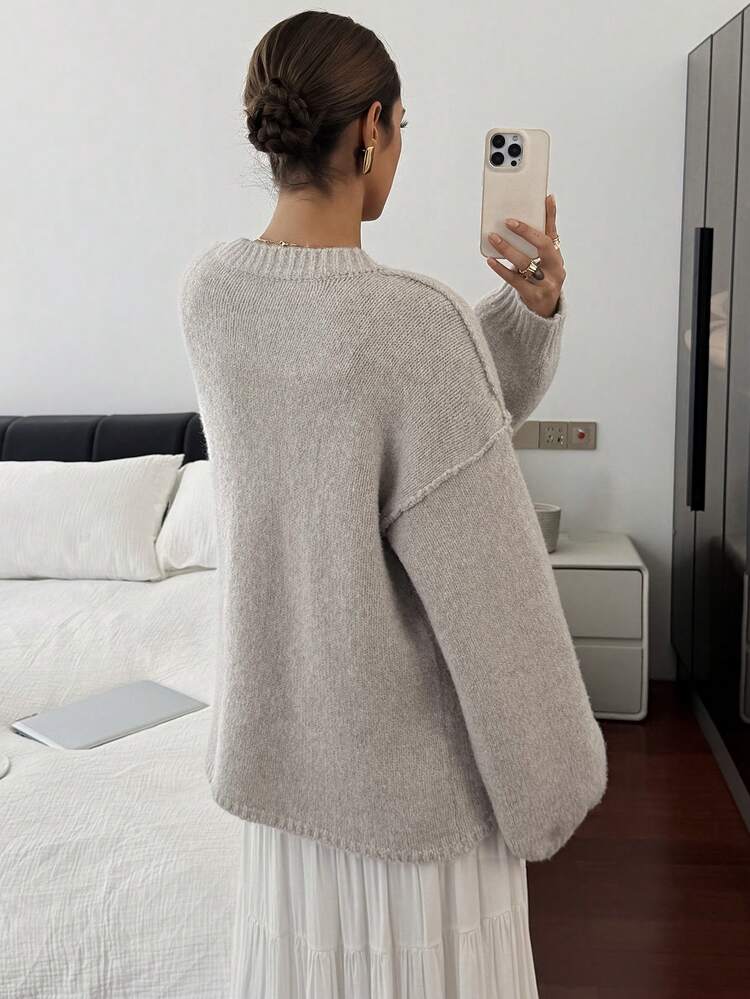 Women's Loose Casual Metal Button Cardigan, Autumn/Winter