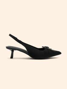 CUCCOO BASICS Women's Pointed Toe Bow Decor Fashion High Heels - Black - View 9