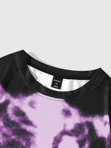 ROMWE MEN Grunge Punk Áo thun nam cổ tròn tay ngắn in họa tiết xương, thời trang mùa hè - màu đen - Xem 3