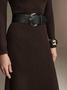 Ontre 女士羊毛混纺修身针织连衣裙，都市通勤商务休闲优雅风，适合情人节派对穿着